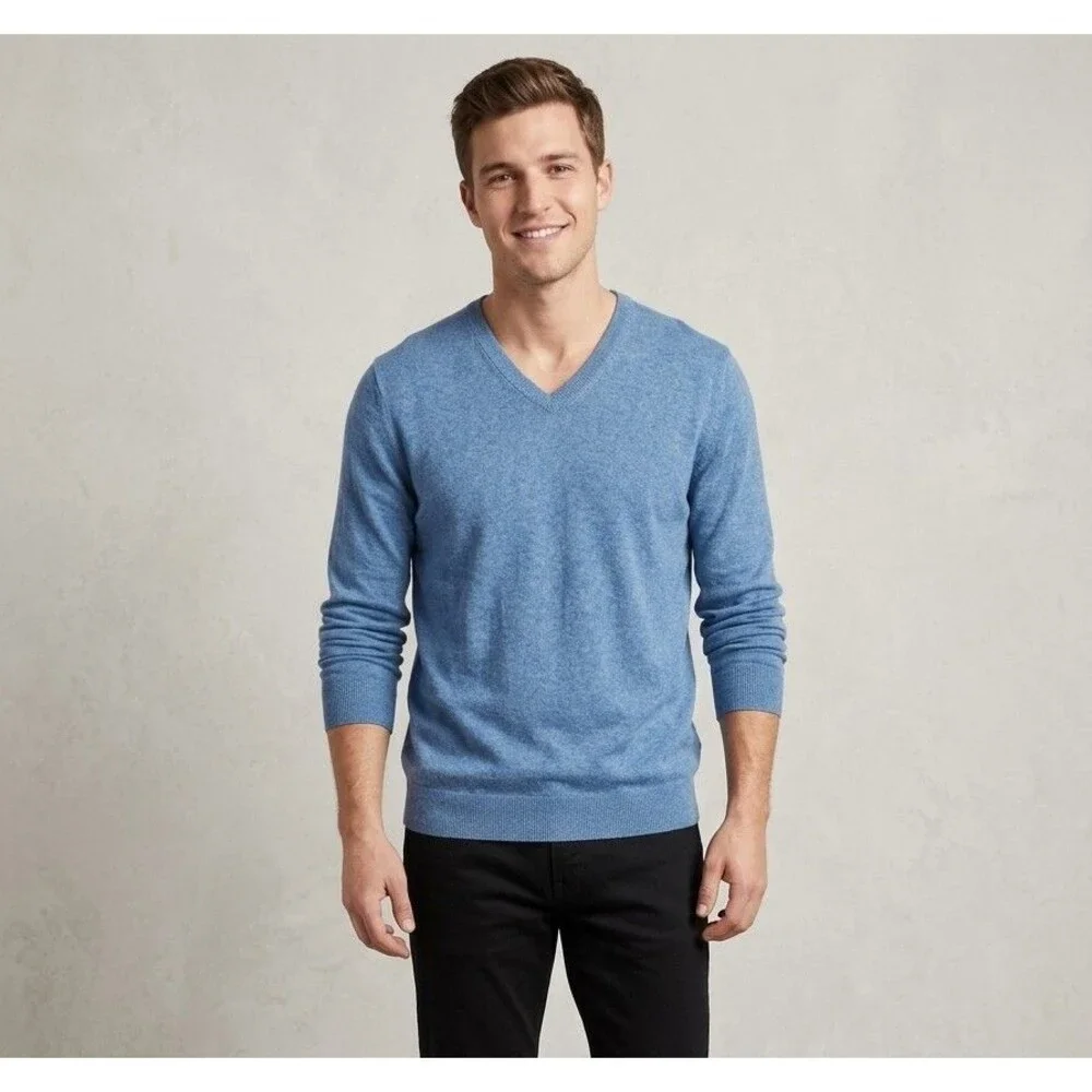 NWT Banana Republic Men’s Luxury Shirt Cashmere Silk Cotton Sweater XL - Blue